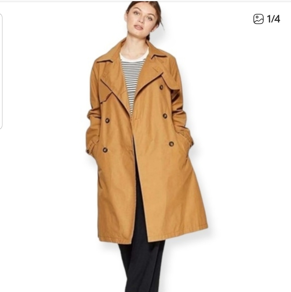 Women's Tan Double-Breasted Trench Coat